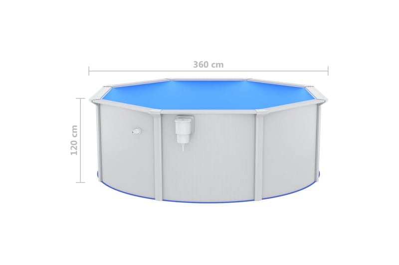 Pool med stålväggar 360x120 cm vit - Pool ovan mark