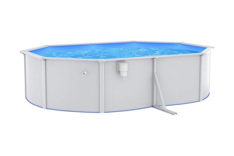 Pool med stålv�äggar oval 490x360x120 cm vit - Pool ovan mark