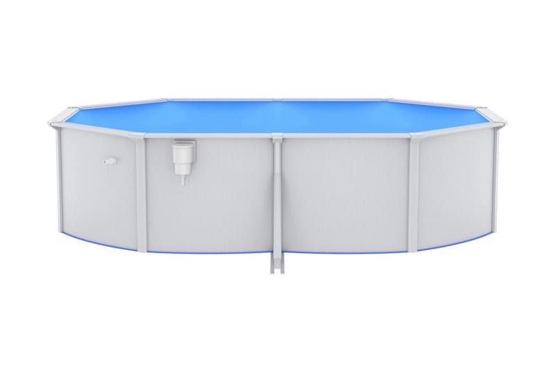 Pool med stålväggar oval 490x360x120 cm vit - Pool ovan mark
