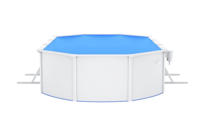 Pool med stålväggar oval 610x360x120 cm vit - Pool ovan mark
