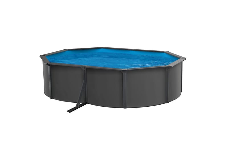 Pool Stål Swim & Fun Grundläggande oval 490 x 360 x 120 cm, Antracitgrå - 490 x 360 x 120 cm, Antracitgrå - Trädgård & spabad - Utomhusbad - Pool - Pool ovan mark