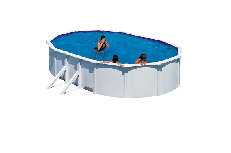 Pool Stål Swim & Fun Grundläggande oval 730 x 375 x 120 cm, Vit - 730 x 375 x 120 cm, Vit - Trädgård & spabad - Utomhusbad - Pool - Pool ovan mark