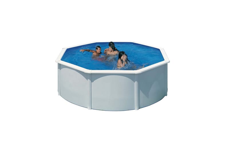 Pool Stål Swim & Fun Grundläggande runda Ø350 x 120 cm, Vit, Ø350 x 120 cm, Vit