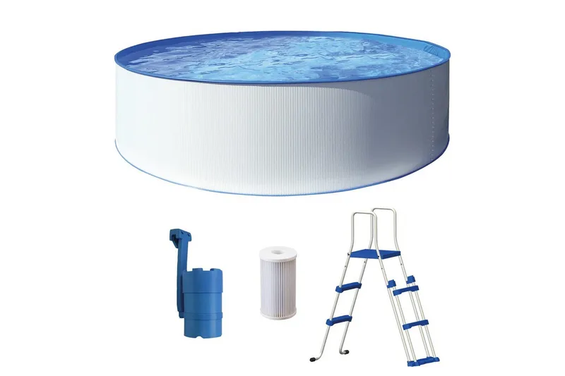 Pool Stål Swim & Fun Kreta Runda Ø460 x 90 cm - Ø460 x 90 cm - Trädgård & spabad - Utomhusbad - Pool - Pool ovan mark