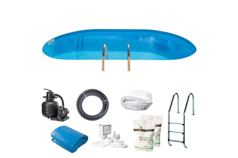 Pool Stål Swim & Fun Nedgrävd Oval 600 x 320 x 150 cm - 600 x 320 x 150 cm - Trädgård & spabad - Utomhusbad - Pool - Nedgrävd pool