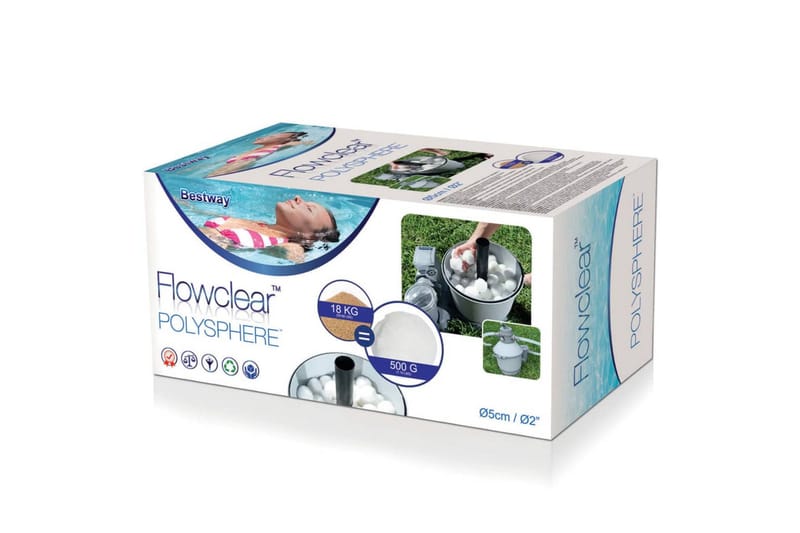 Bestway Flowclear Polysphere filterbollar 500 g 58475 - Vit - Poolkemi & klortabletter