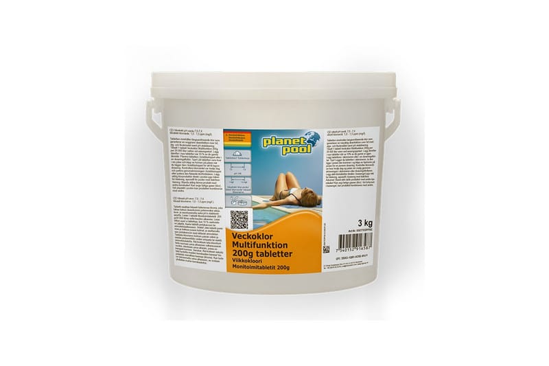 Vattenvård Planet Pool Veckoklor Multifunktion 200 g styck 3 kg, 3 kg