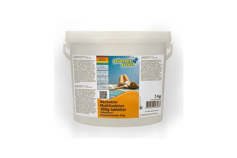 Vattenvård Planet Pool Veckoklor Multifunktion 200 g styck 3 kg, 3 kg