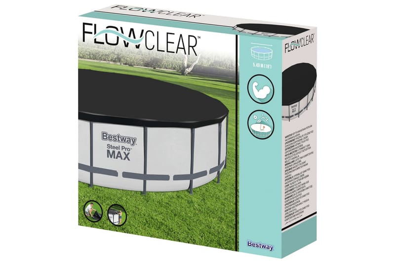 Bestway Poolöverdrag Flowclear Fast Set 555 cm - Svart - Poolöverdrag & pooltäcke - Övriga pooltillbehör