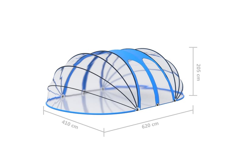 Poolkupol oval 620x410x205 cm - Pooltak - Övriga pooltillbehör