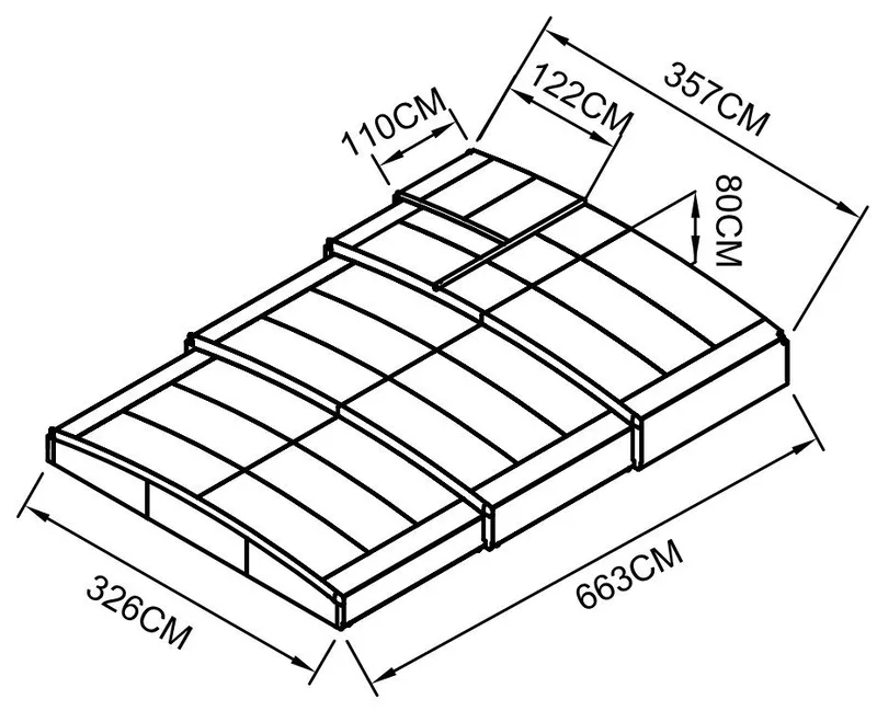 Pooltak 3x6m | Utan skenor | UV-skydd | Justerbar dörr - Trädgård & spabad - Utomhusbad - Pool & spatillbehör - Poolskydd - Pooltak