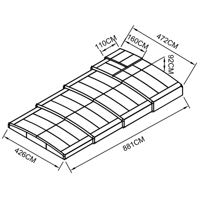 Pooltak 4x8m | Utan skenor | UV-skydd | Flexibel dörr - Mörkgrå/klarglas - Trädgård & spabad - Utomhusbad - Pool & spatillbehör - Poolskydd - Pooltak