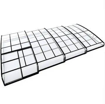 Pooltak 4x8m | Utan skenor | UV-skydd | Flexibel dörr - Mörkgrå/klarglas - Trädgård & spabad - Utomhusbad - Pool & spatillbehör - Poolskydd - Pooltak