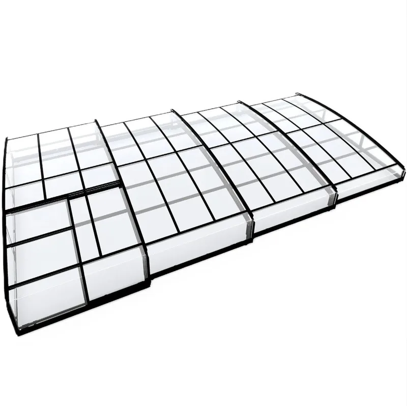 Pooltak 4x8m | Utan skenor | UV-skydd | Flexibel dörr - Mörkgrå/klarglas - Trädgård & spabad - Utomhusbad - Pool & spatillbehör - Poolskydd - Pooltak