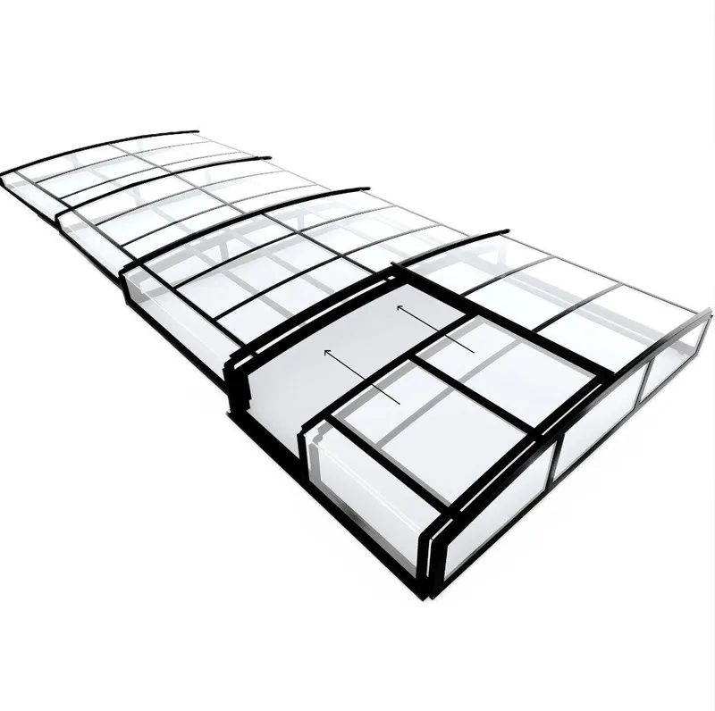 Pooltak 4x8m | Utan skenor | UV-skydd | Flexibel dörr - Mörkgrå/klarglas - Trädgård & spabad - Utomhusbad - Pool & spatillbehör - Poolskydd - Pooltak