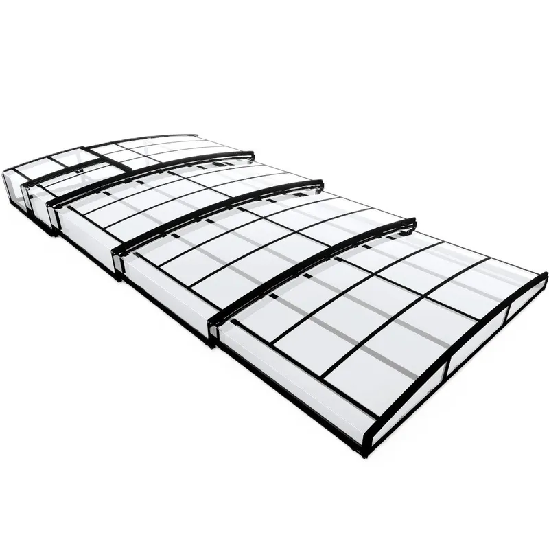 Pooltak 4x8m | Utan skenor | UV-skydd | Flexibel dörr - Mörkgrå/klarglas - Trädgård & spabad - Utomhusbad - Pool & spatillbehör - Poolskydd - Pooltak