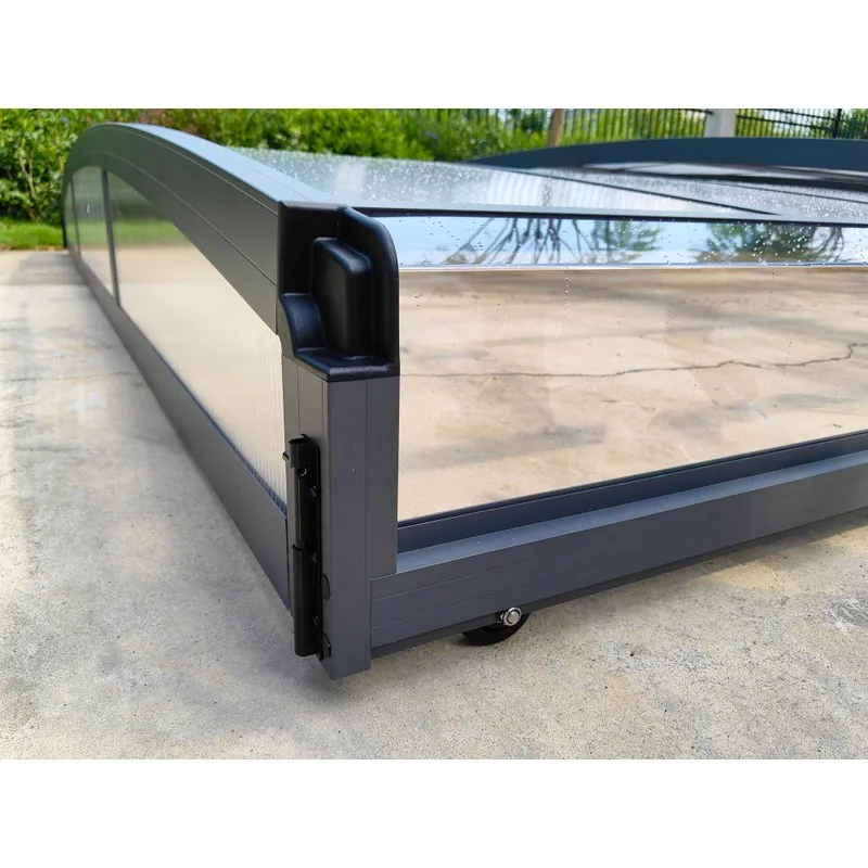 Pooltak 4x8m | Utan skenor | UV-skydd | Flexibel dörr - Mörkgrå/klarglas - Trädgård & spabad - Utomhusbad - Pool & spatillbehör - Poolskydd - Pooltak