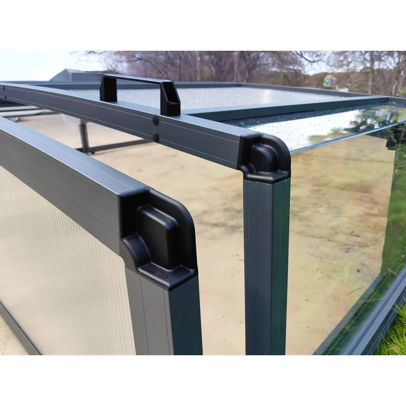 Pooltak 5x10m | Utan skenor | UV-skydd | Flexibel dörr - Mörkgrå/klarglas - Trädgård & spabad - Utomhusbad - Pool & spatillbehör - Poolskydd - Pooltak