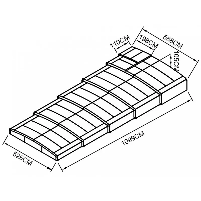 Pooltak 5x10m | Utan skenor | UV-skydd | Flexibel dörr - Mörkgrå/klarglas - Trädgård & spabad - Utomhusbad - Pool & spatillbehör - Poolskydd - Pooltak