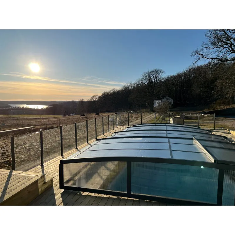 Pooltak 5x10m | Utan skenor | UV-skydd | Flexibel dörr, undefined