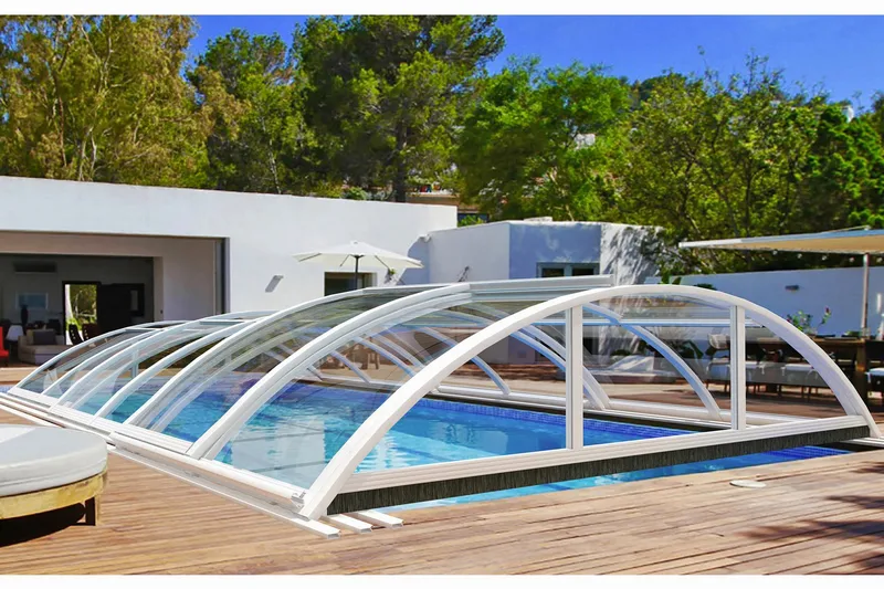 Pooltak med sidodörr 4x8 m, Silver