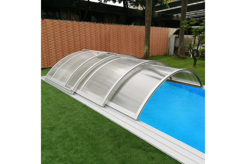 Pooltak med sidodörr 4x8 m - Silver - Trädgård & spabad - Utomhusbad - Pool & spatillbehör - Poolskydd - Pooltak