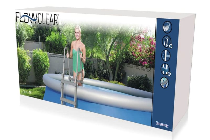 Bestway Poolstege Flowclear 4 steg 122 cm 58331 - Grå - Trädgård & spabad - Utomhusbad - Pool & spatillbehör - Poolstege