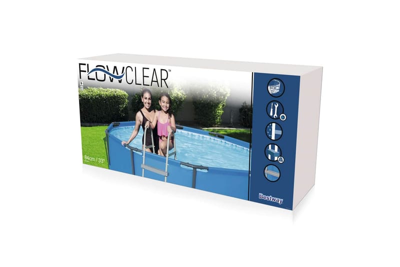 Bestway Poolstege Flowclear 2 steg 84 cm 58430 - Grå - Trädgård & spabad - Utomhusbad - Pool & spatillbehör - Poolstege