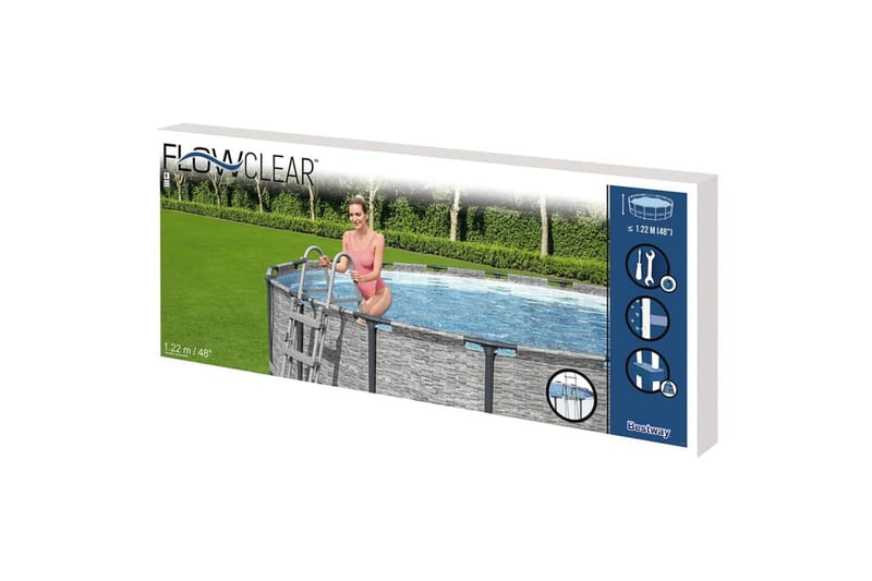 Bestway Poolstege Flowclear 4 steg 122 cm - Grå - Trädgård & spabad - Utomhusbad - Pool & spatillbehör - Poolstege