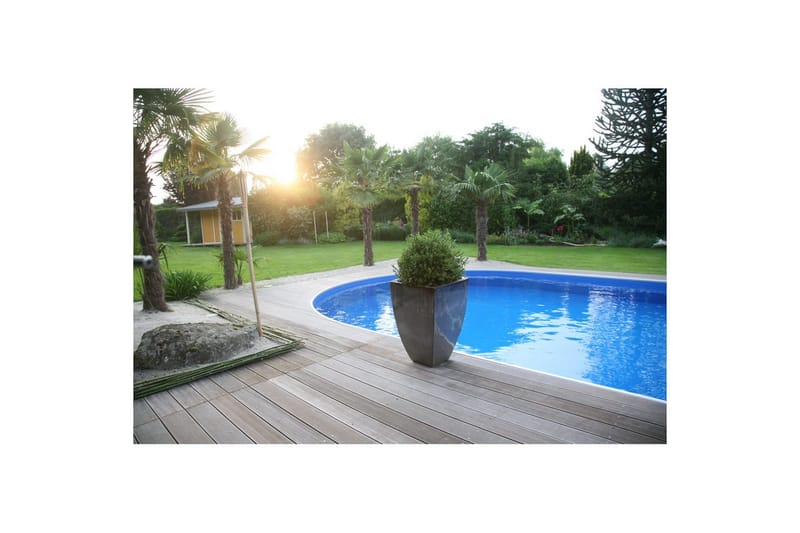 Stålväggspool Planet Pool Premium Oval 8 x 4,2 m, Persia Grå - 8 x 4,2 m, Persia Grå - Trädgård & spabad - Utomhusbad - Pool - Pool ovan mark