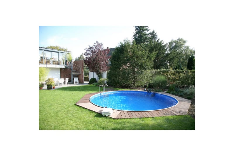 Stålväggspool Planet Pool Premium Rund Ø 5 m, Persia Blå, 1,5 m - Ø 5 m, Persia Blå, 1,5 m - Trädgård & spabad - Utomhusbad - Pool - Pool ovan mark
