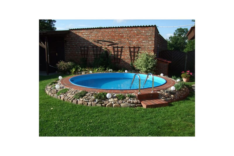 Stålväggspool Planet Pool Premium Rund Ø 5 m, Persia Blå, 1,5 m - Ø 5 m, Persia Blå, 1,5 m - Trädgård & spabad - Utomhusbad - Pool - Pool ovan mark