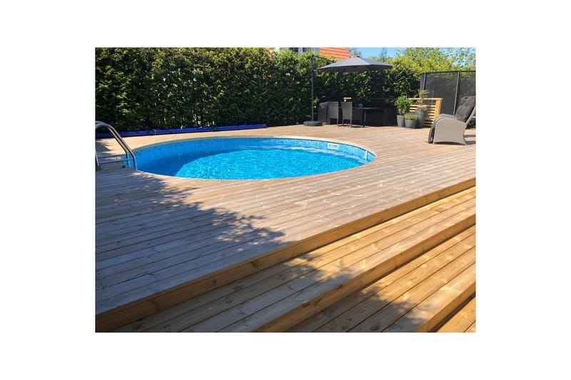 Stålväggspool Planet Pool Premium Rund Ø 5 m, Persia Blå, 1,5 m - Ø 5 m, Persia Blå, 1,5 m - Trädgård & spabad - Utomhusbad - Pool - Pool ovan mark