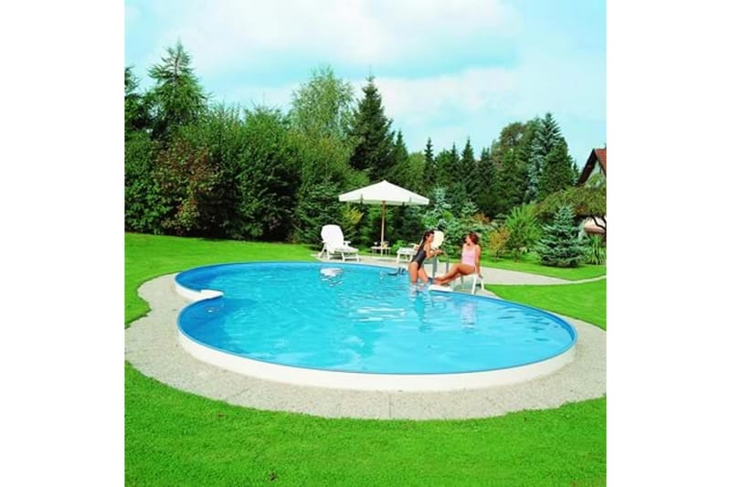 Stålväggspool Planet Pool Premium Åttaformad 5,25 x 3,2 m, Blå - 5,25 x 3,2 m, Blå - Trädgård & spabad - Utomhusbad - Pool - Pool ovan mark