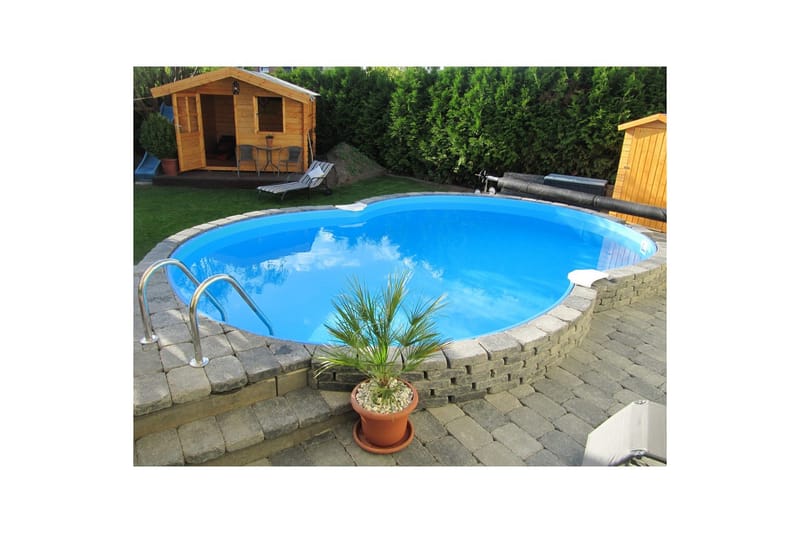 Stålväggspool Planet Pool Premium Åttaformad 7,25 x 4,6 m, Carrara - 7,25 x 4,6 m, Carrara - Trädgård & spabad - Utomhusbad - Pool - Pool ovan mark