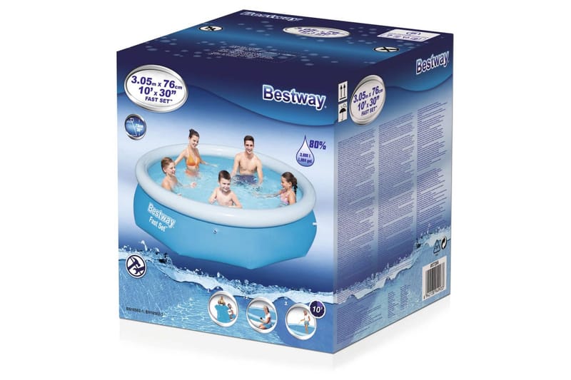Bestway Pool uppblåsbar Fast Set rund 305x76 cm 57266 - Trädgård & spabad - Utomhusbad - Pool - Uppblåsbar pool & plastpool