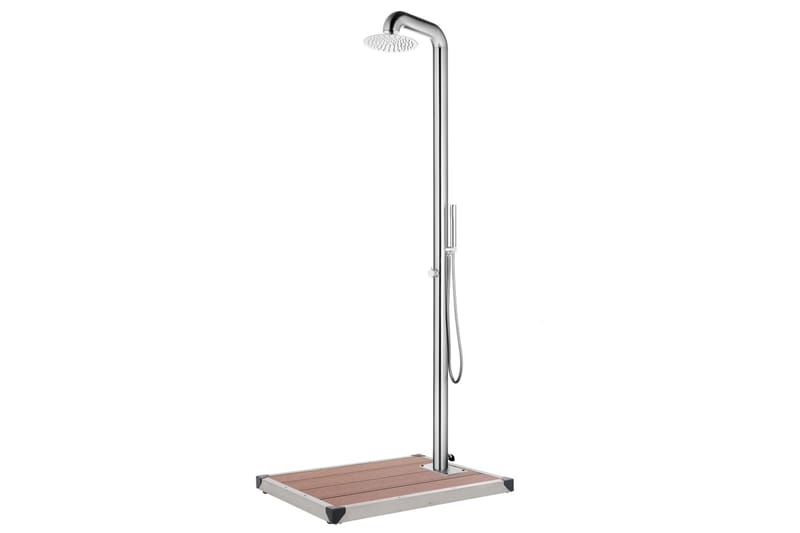 Trädgårdsdusch med brunt golv 230 cm rostfritt stål - Trädgård & spabad - Utomhusbad - Utedusch - Utedusch utan värme