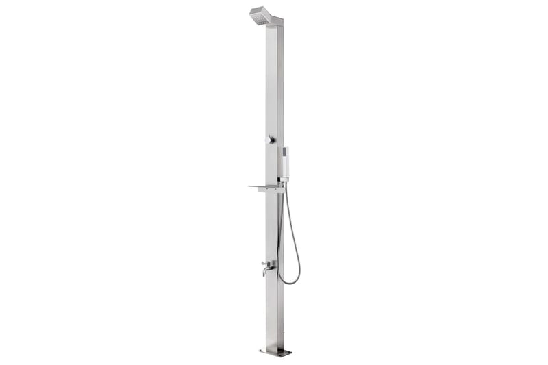 Trädgårdsdusch med grått golv 225 cm rostfritt stål - Trädgård & spabad - Utomhusbad - Utedusch - Utedusch utan värme