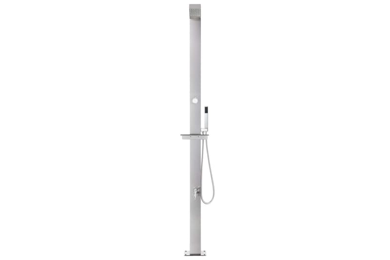 Trädgårdsdusch med grått golv 225 cm rostfritt stål - Trädgård & spabad - Utomhusbad - Utedusch - Utedusch utan värme
