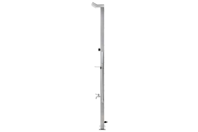 Trädgårdsdusch med grått golv 225 cm rostfritt stål - Trädgård & spabad - Utomhusbad - Utedusch - Utedusch utan värme
