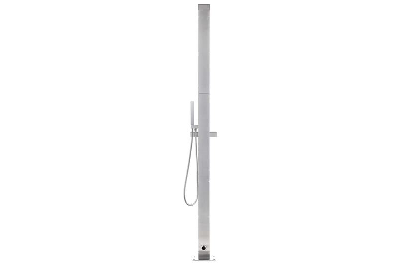 Trädgårdsdusch med grått golv 225 cm rostfritt stål - Trädgård & spabad - Utomhusbad - Utedusch - Utedusch utan värme