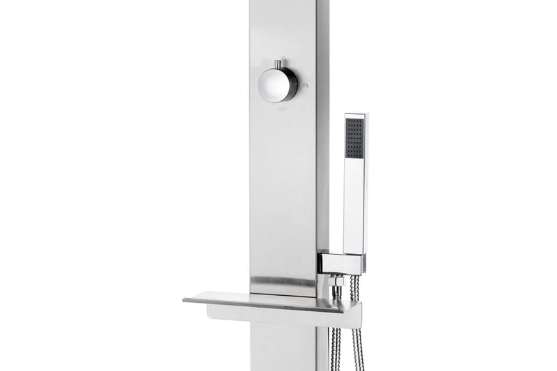Trädgårdsdusch med grått golv 225 cm rostfritt stål - Trädgård & spabad - Utomhusbad - Utedusch - Utedusch utan värme