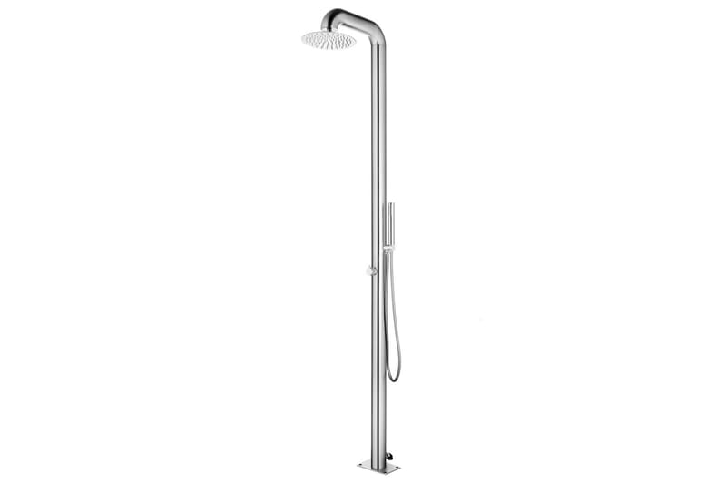 Trädgårdsdusch med grått golv 230 cm rostfritt stål - Trädgård & spabad - Utomhusbad - Utedusch - Utedusch utan värme
