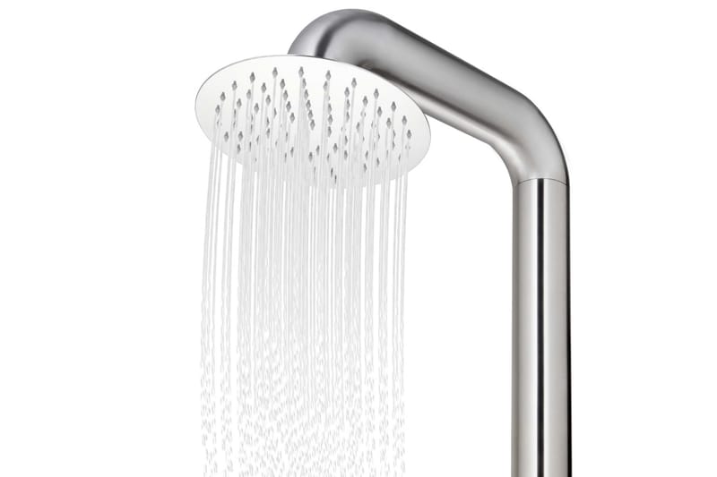 Trädgårdsdusch med grått golv 230 cm rostfritt stål - Trädgård & spabad - Utomhusbad - Utedusch - Utedusch utan värme