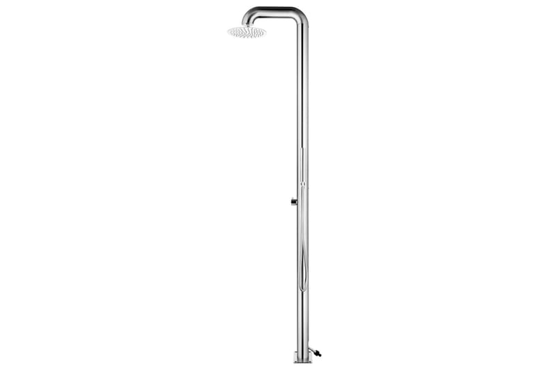 Trädgårdsdusch med grått golv 230 cm rostfritt stål - Trädgård & spabad - Utomhusbad - Utedusch - Utedusch utan värme