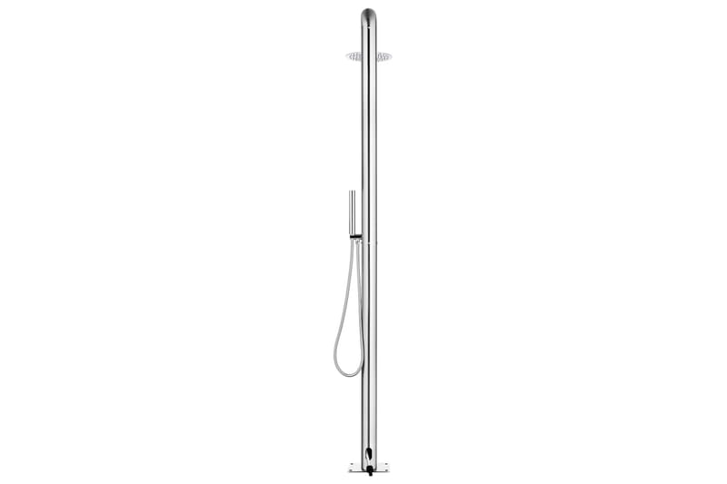 Trädgårdsdusch med grått golv 230 cm rostfritt stål - Trädgård & spabad - Utomhusbad - Utedusch - Utedusch utan värme