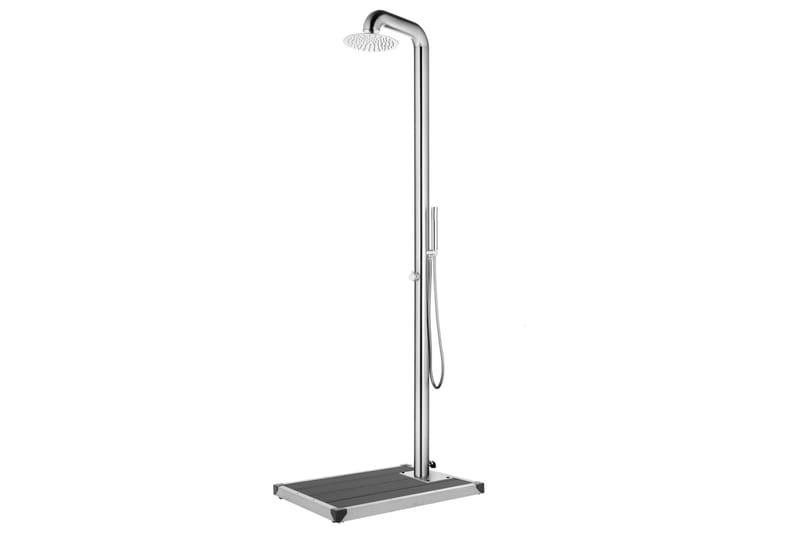 Trädgårdsdusch med grått golv 230 cm rostfritt stål - Trädgård & spabad - Utomhusbad - Utedusch - Utedusch utan värme