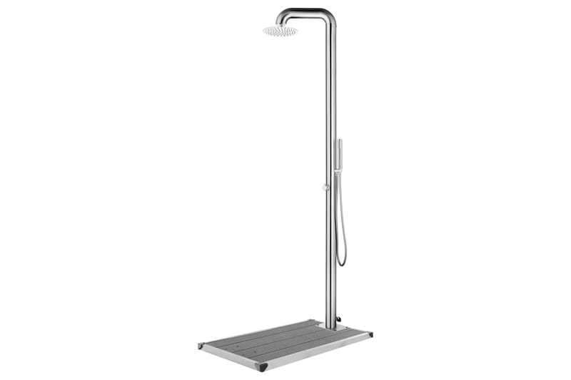 Trädgårdsdusch med grått golv 230 cm rostfritt stål - Trädgård & spabad - Utomhusbad - Utedusch - Utedusch utan värme
