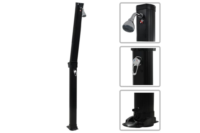 Hopfällbar soldusch svart 214 cm 23 L - Svart - Trädgård & spabad - Utomhusbad - Utedusch - Utedusch soluppvärmd
