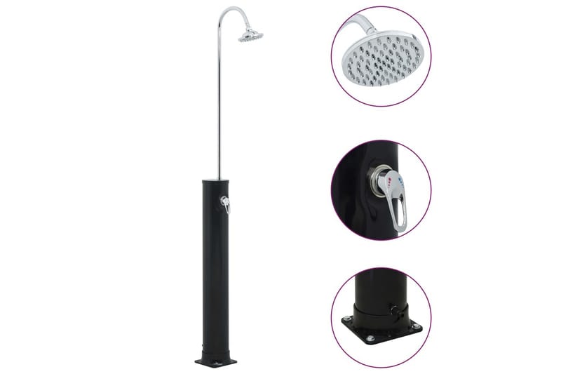 Soldusch svart 214 cm 20 L - Svart - Trädgård & spabad - Utomhusbad - Utedusch - Utedusch soluppvärmd